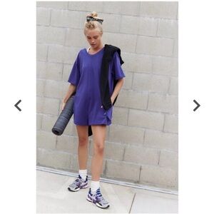 1542. FREE PEOPLE Hot Shot Tee Romper in Dark Amethyst Sz XS NWOT $60